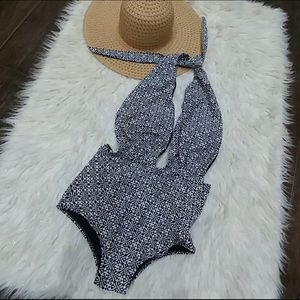 Plunging one piece swimsuit